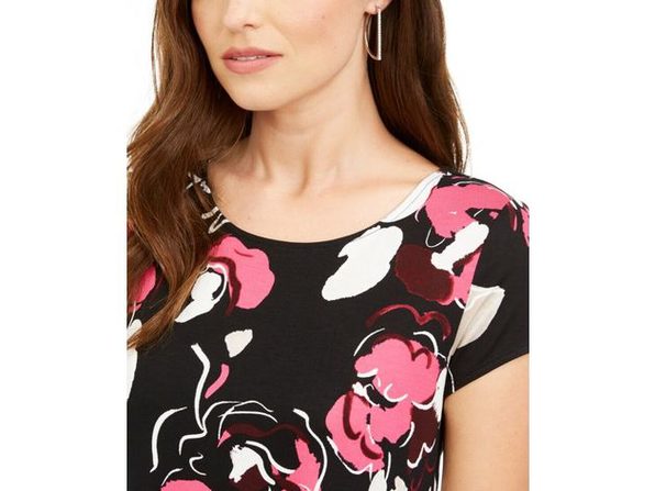 Alfani Women's Printed T-Shirt Wine Size Extra Small