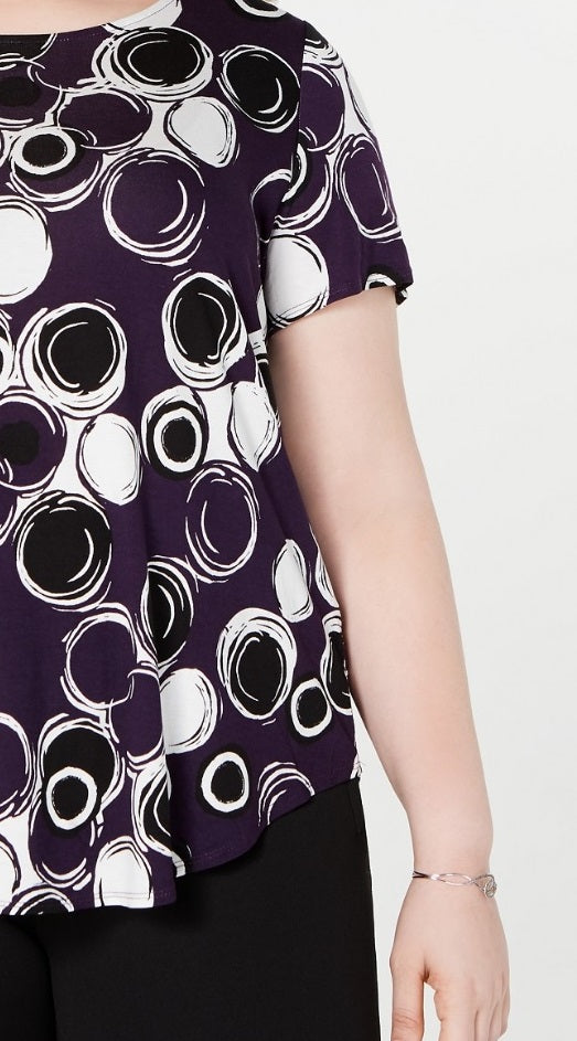 Alfani Women's Printed T-Shirt Fig Lapsed Ring Size Large