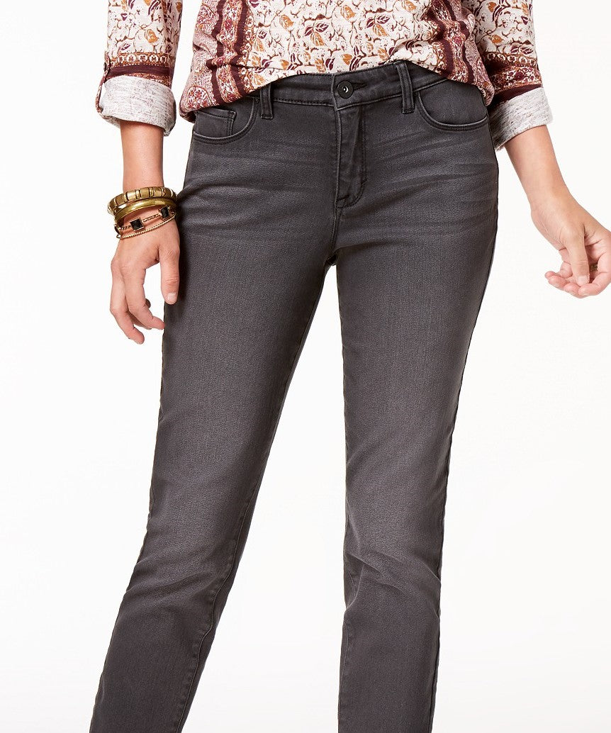 Style & Co Women's Curvy-Fit Skinny Jeans Black Smudge Size 10