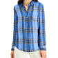 Style & Co Women's Sparkle Plaid Shirt Blue Size Small