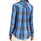 Style & Co Women's Sparkle Plaid Shirt Blue Size Extra Small