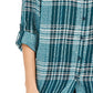Style & Co Women's Sparkle Plaid Shirt Green Size Small
