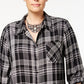 Style & Co Women's Plus Size Plaid Shirt  Black Size 0X