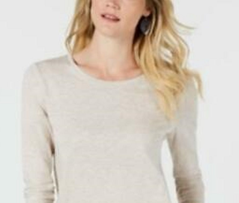 Style & Co Women's Long-Sleeve Crewneck Top Brown Size Large