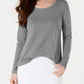 Style & Co Women's Long-Sleeve Crewneck Top Charcoal Size X-Large