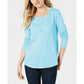 Style & Co Women's Long-Sleeve T-Shirt Light Blue Size Large