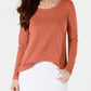 Style & Co Women's Long-Sleeve Crewneck Top Med Orange Size Medium