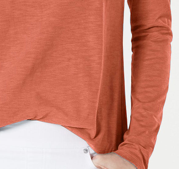 Style & Co Women's Long-Sleeve Crewneck Top Med Orange Size Medium