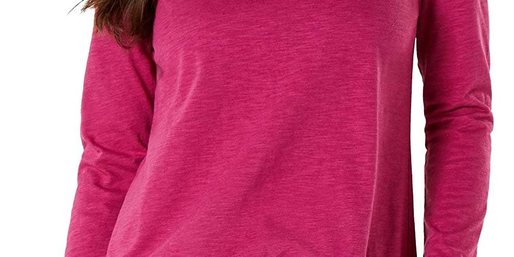 Style & Co Women's Long-Sleeve Crewneck Top Med Pink Size Medium