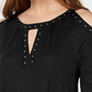 INC International Concepts Women's Studded Cold-Shoulder Handkerchief Top Black Size Small