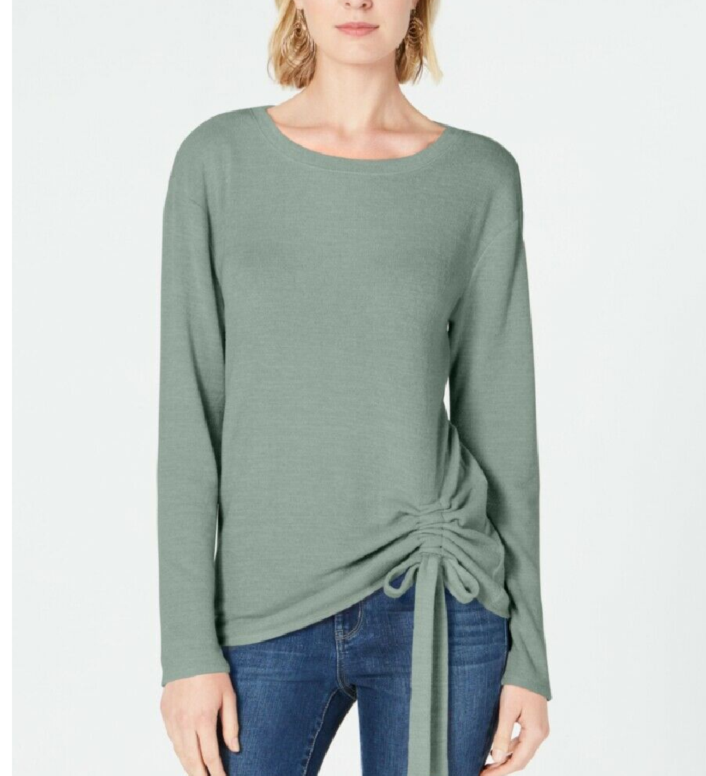 INC International Concepts Women's Ruched Top Green Size Extra Large