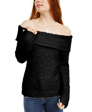 INC International Concepts Women's Chenille Cowl-Neck Sweater Black Size Large