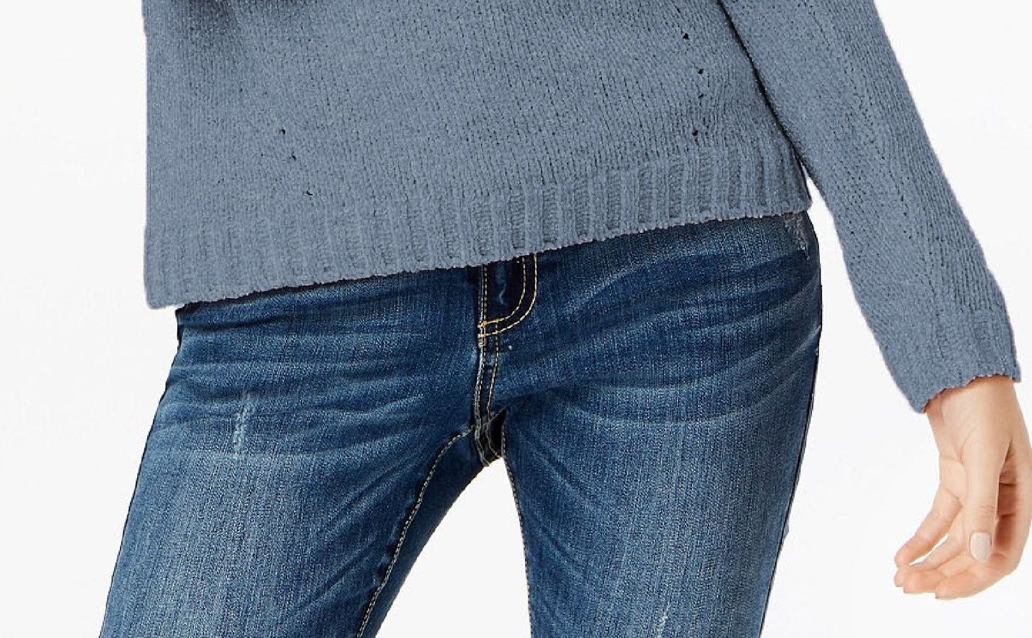 INC International Concepts Women's Cowl-Neck Chenille Sweater Blue Size XX-Large