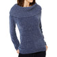 INC International Concepts Women's Chenille Cowl-Neck Sweater Navy Size Large