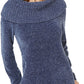 INC International Concepts Women's Chenille Cowl-Neck Sweater Navy Size Large