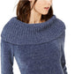 INC International Concepts Women's Chenille Cowl-Neck Sweater Navy Size Large