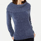 INC International Concepts Women's Chenille Cowl-Neck Sweater Navy Size Medium