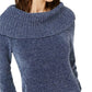 INC International Concepts Women's Chenille Cowl-Neck Sweater Navy Size Medium
