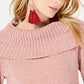 INC International Concepts Women's Cowl-Neck Chenille Sweater Pink Size Large