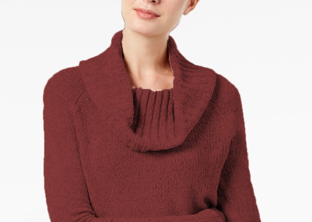 INC International Concepts Women's Cowl-Neck Chenille Sweater Port Size Small