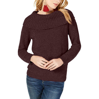 INC International Concepts Women's Chenille Cowl-Neck Sweater Red Size Large