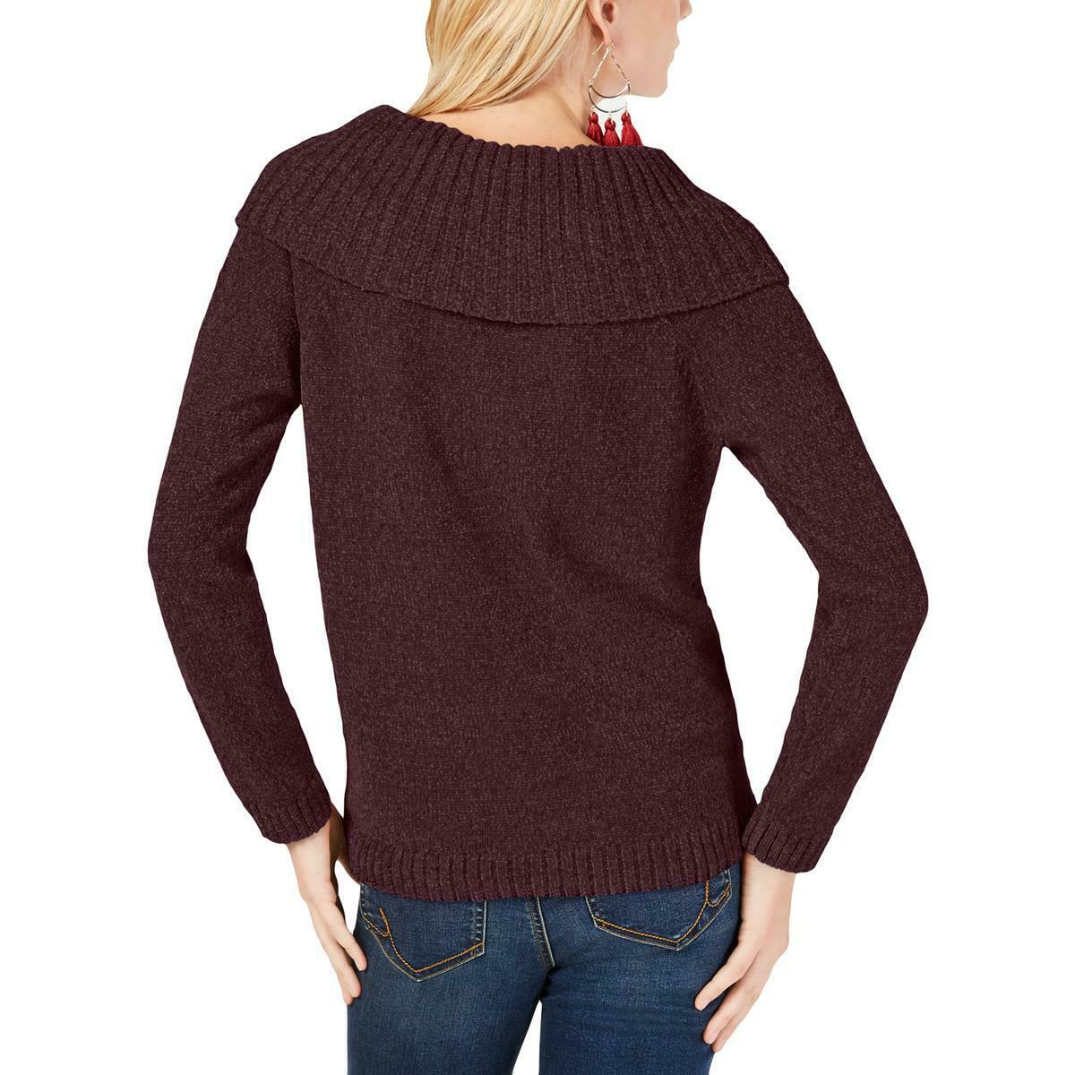 INC International Concepts Women's Chenille Cowl-Neck Sweater Red Size Large