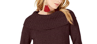 INC International Concepts Women's Chenille Cowl-Neck Sweater Red Size Large