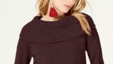 INC International Concepts Women's Chenille Cowl-Neck Sweater Red Size Medium