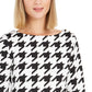 Charter Club Women's Petite Button-Shoulder Houndstooth Top Black Size Small