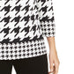 Charter Club Women's Petite Button-Shoulder Houndstooth Top Black Size Small