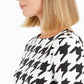 Charter Club Women's Petite Button-Shoulder Houndstooth Top Black Size Medium