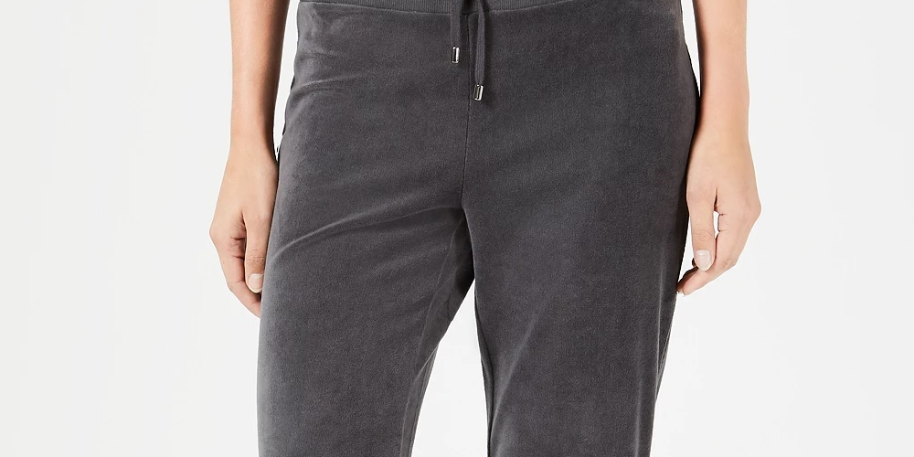 Charter Club Women's Velour Pull-On Pants Black Size Large