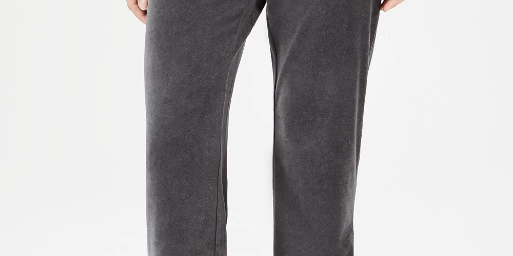 Charter Club Women's Velour Pull-On Pants Black Size Large