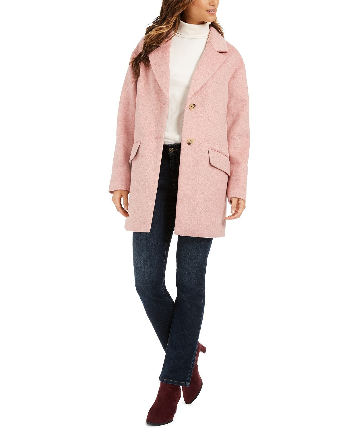 Charter Club Women's Plus Size Notched-Collar Coat Lt/Paspink Size 2XL