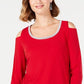 JM Collection Women's Embellished Cold-Shoulder Top Red Size Medium
