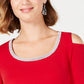 JM Collection Women's Petite Embellished Cold-Shoulder Red Size Medium