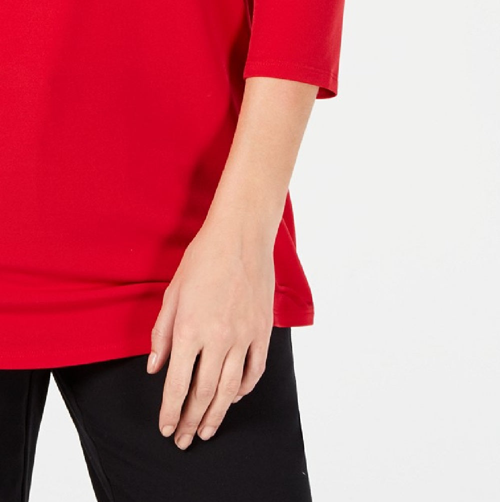 JM Collection Women's Petite Embellished Cold-Shoulder Red Size Medium