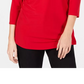 JM Collection Women's Embellished Cold Shoulder Top Red Size Petite Small