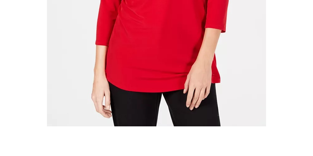 JM Collection Women's Embellished Cold Shoulder Top Red Size Petite Small