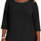 JM Collection Women's Collection Plus Size Diamonte-Trim Cold-Shoulder Tunic  Black Size Extra Large