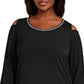 JM Collection Women's Collection Plus Size Diamonte-Trim Cold-Shoulder Tunic  Black Size Extra Large