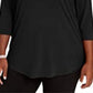 JM Collection Women's Collection Plus Size Diamonte-Trim Cold-Shoulder Tunic  Black Size Extra Large