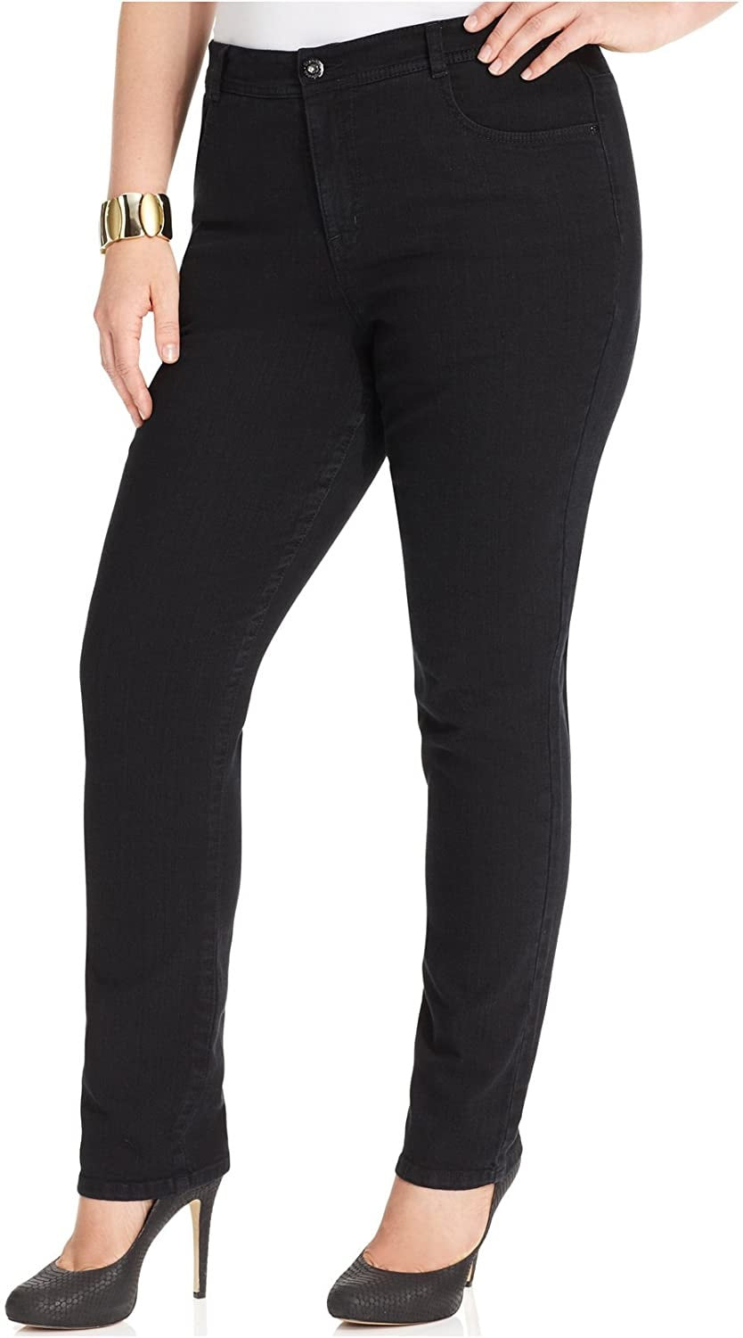 Style & Co Women's Plus & Petite Plus Size Tummy Control Straight-Leg Jeans Rinse Size 14