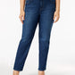 Style & Co Women's Plus Size Tummy Control Straight-Leg Jeans Dark Blue Size 24