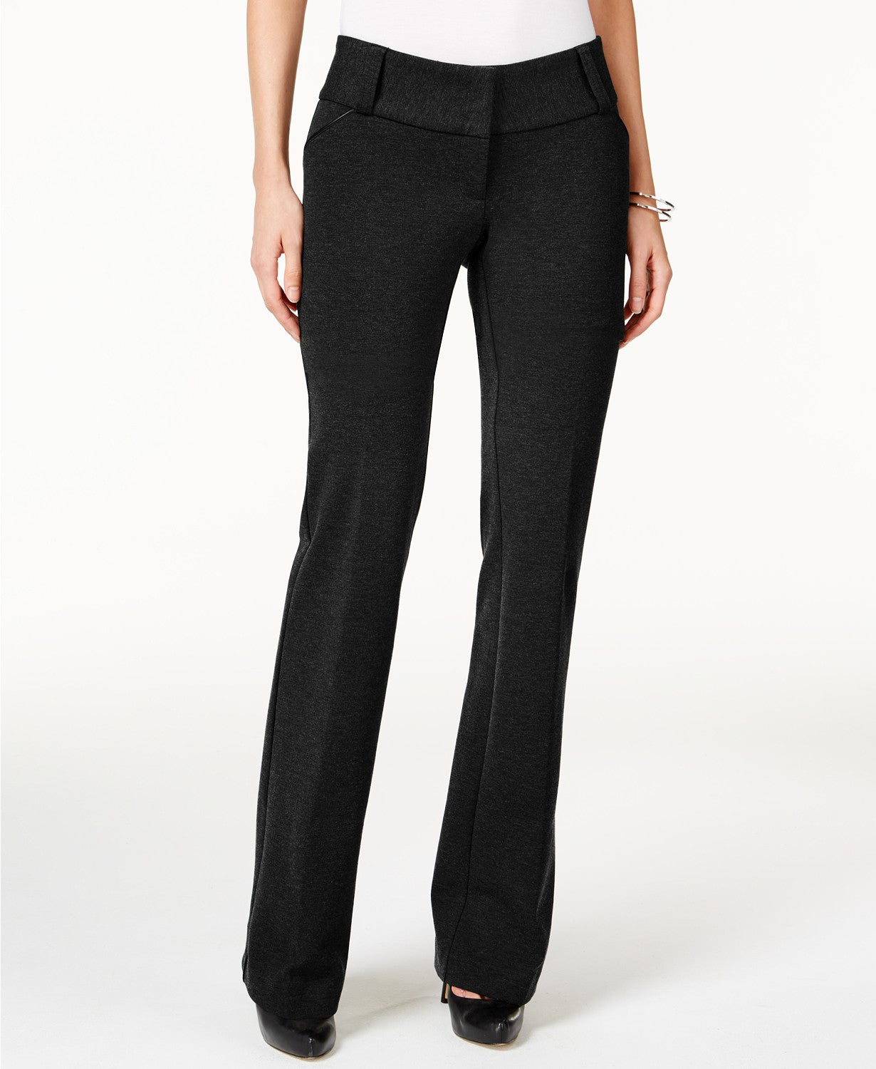 Alfani Women's Petite Faux-Leather-Trim Wide-Leg Trousers  Blue Size 20X5