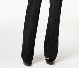 Alfani Women's Petite Faux-Leather-Trim Wide-Leg Trousers Black Size 14PS