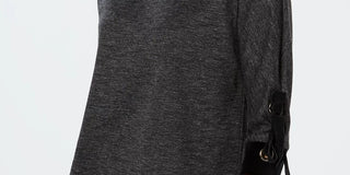 Charter Club Women's Cotton Velvet Trim Lace Up Top Black Size X-Small