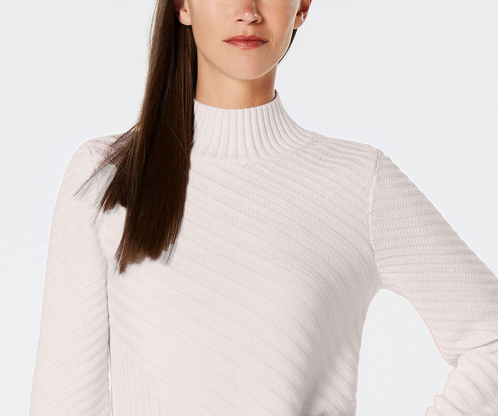 Charter Club Women's Mixed-Stitch Mock-Neck Sweater Natural Size Large