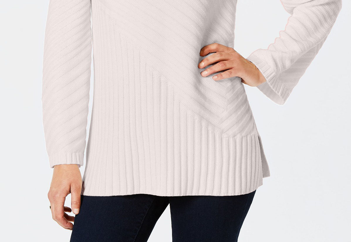 Charter Club Women's Mixed-Stitch Mock-Neck Sweater Natural Size Large