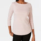 Charter Club Women's Petite Pima Cotton Button-Shoulder Striped Top Pink Size Petite Small